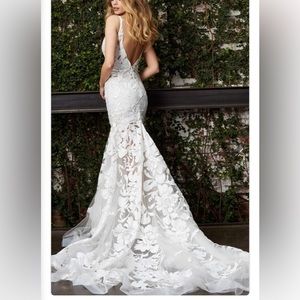 JOVANI FLORAL WHITE DRESS